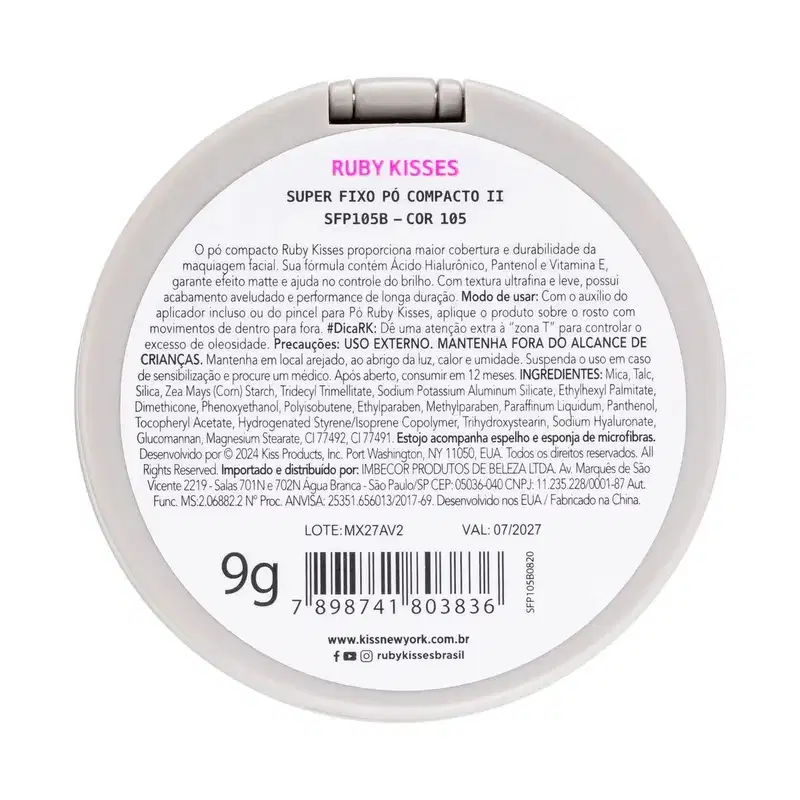 Ruby Kisses Super Fixo 105 - Pó Compacto 9g