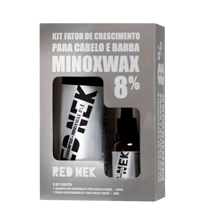 Kit Red Nek Minoxwax 8% Fator de Crescimento Barba e Cabelo (2 Produtos)