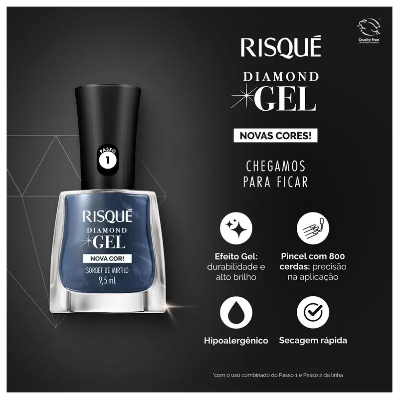 Risque Diamond Gel Sobert De Mirtilo - Esmalte 9,5ml