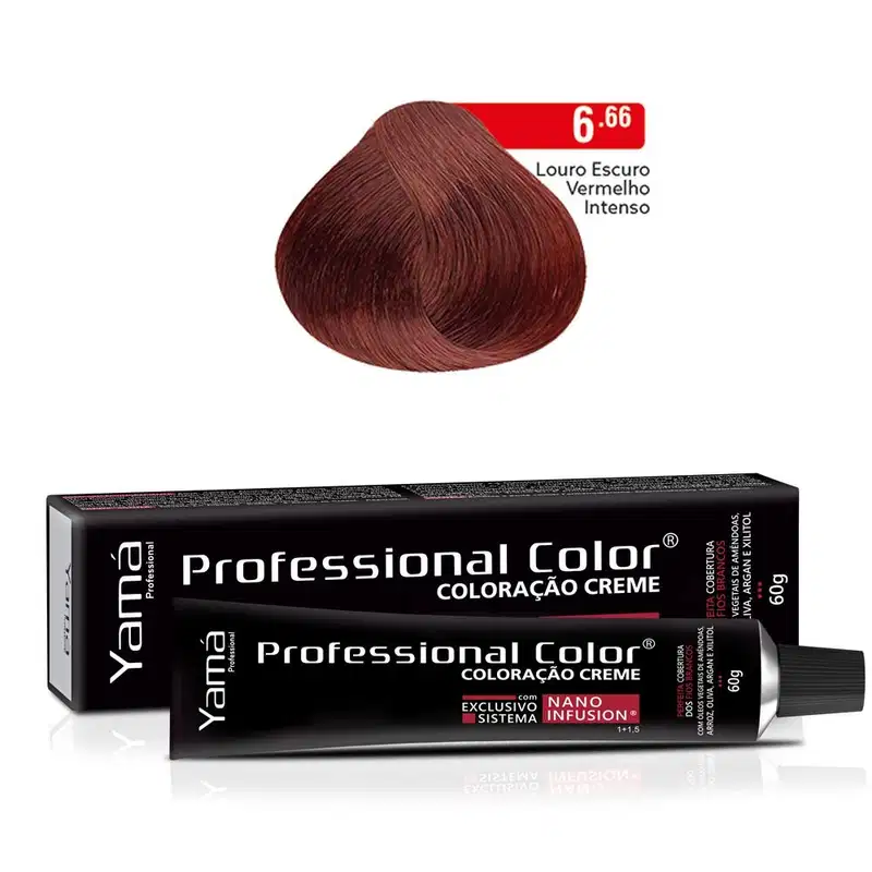 Yamá Professional Color Nano Infusion 6.66 Louro Escuro Vermelho Intenso - Coloração 60g