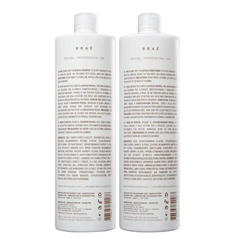 Kit Braé Revival Shampoo 1000ml + Condicionador 1000ml + Óleo Gorgeous 60 ml + Válvulas Pump