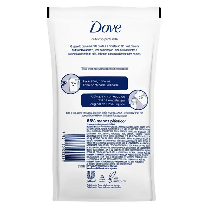 A imagem mostra o verso do produto com informações sobre modo de uso e ingredientes.