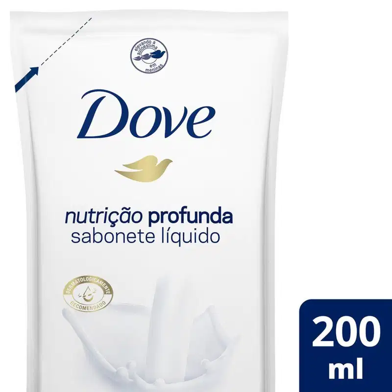 A imagem mostra o Refil do Sabonete Líquido Nutrição Profunda da marca Dove.