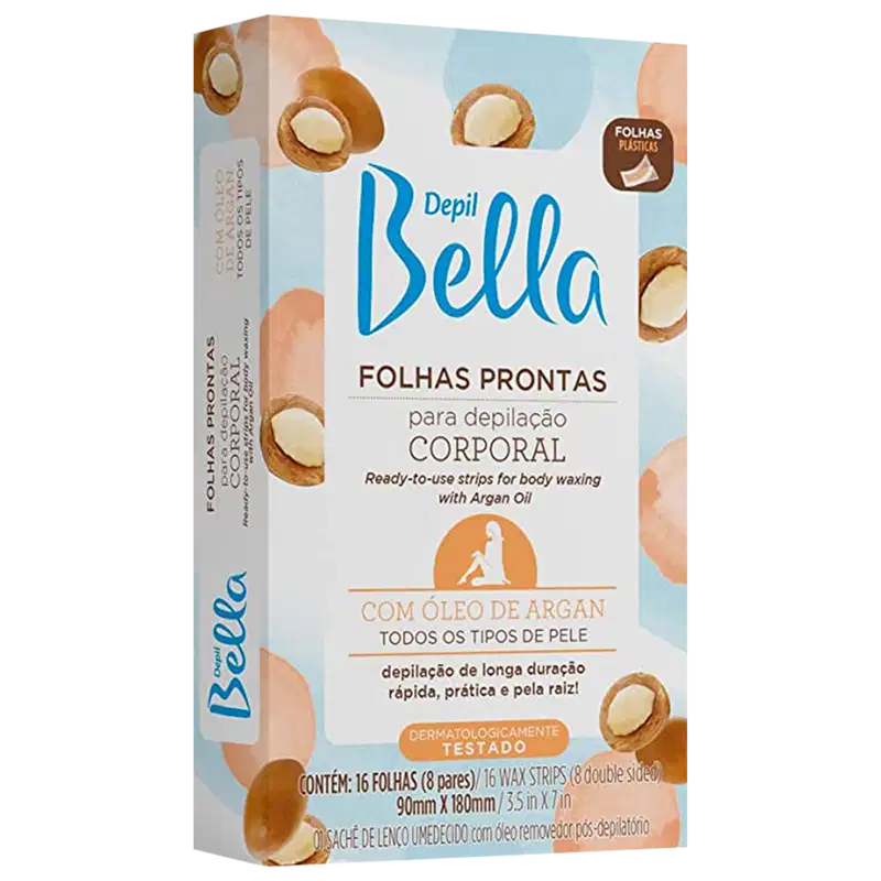 Depil Bella Óleo de Argan - Folha Depilatória Corporal (16 Unidades)