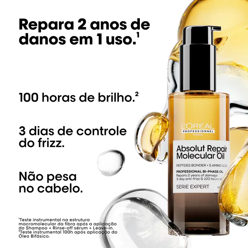 L'Oréal Professionnel Absolut Repair Molecular Oil - Óleo Capilar Bifásico 90ml