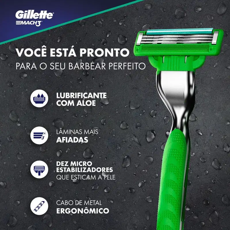 Aparelho de Barbear Gillette Mach3 Sensitive + 1 Carga