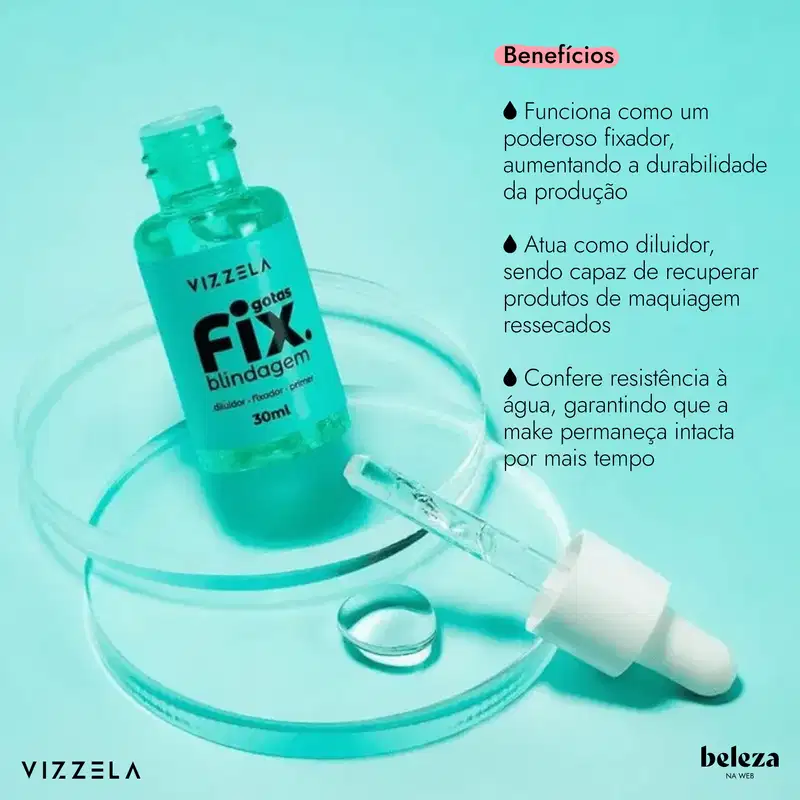 Funciona como um poderoso fixador, aumentando a durabilidade da produção. Atua como diluidor, sendo capaz de recuperar produtos de maquiagem ressecados. Confere resistência à água, garantindo que a make permaneça intacta por mais tempo.