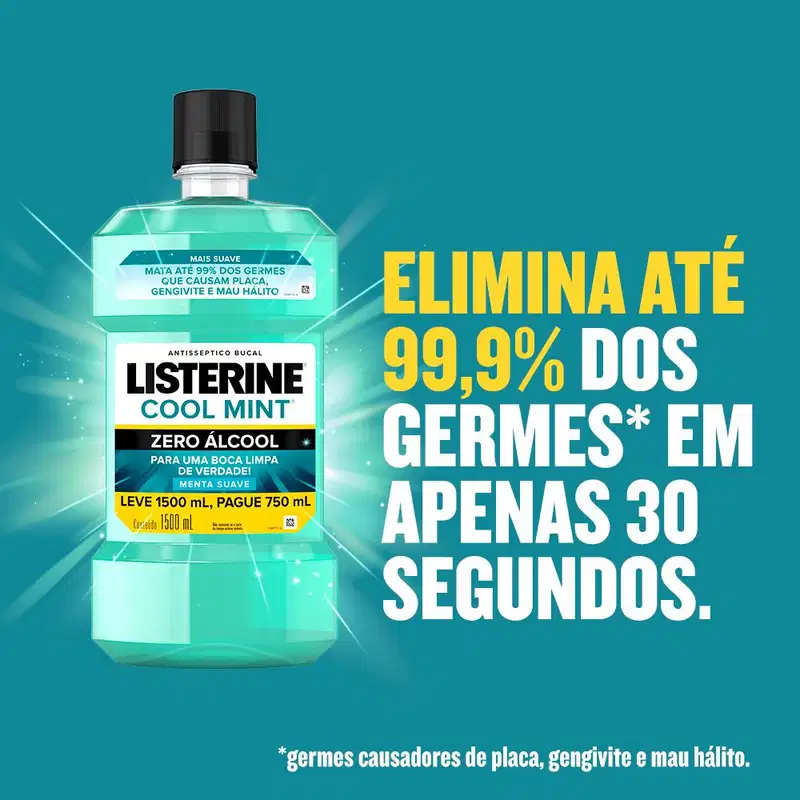 Listerine Cool Mint Refrescância Suave - Antisséptico Bucal 1,5L
