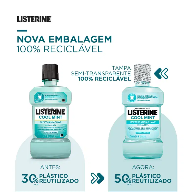 Listerine Cool Mint Refrescância Suave - Antisséptico Bucal 250ml