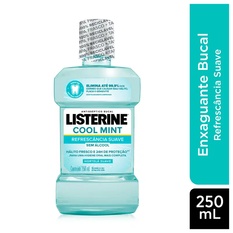 Listerine Cool Mint Refrescância Suave - Antisséptico Bucal 250ml