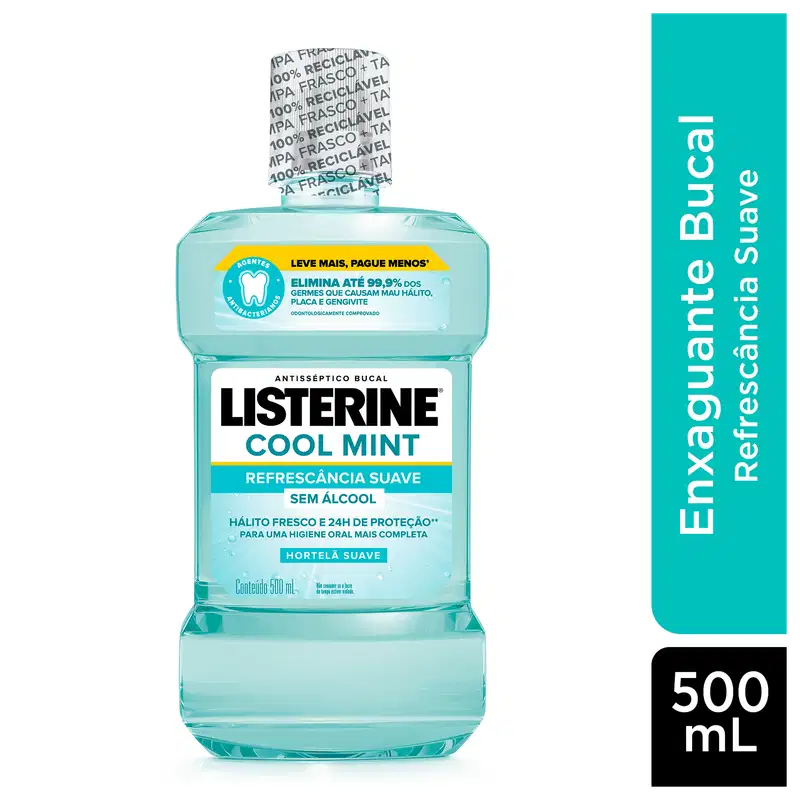 Listerine Cool Mint Refrescância Suave - Antisséptico Bucal 500ml