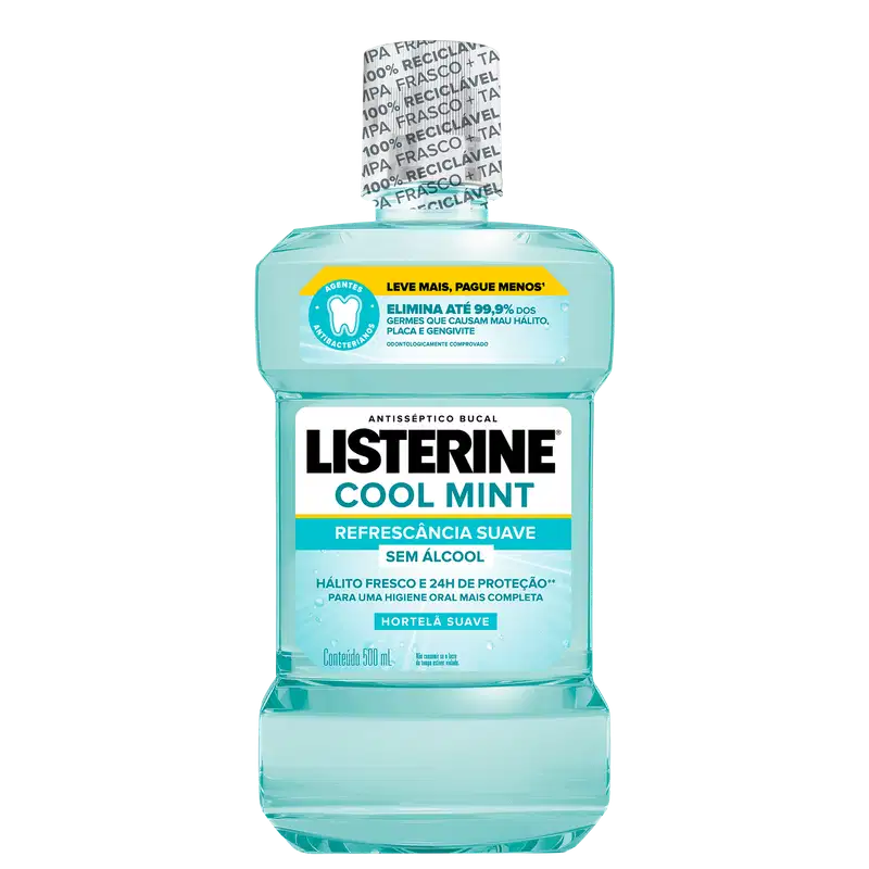 Listerine Cool Mint Refrescância Suave - Antisséptico Bucal 500ml