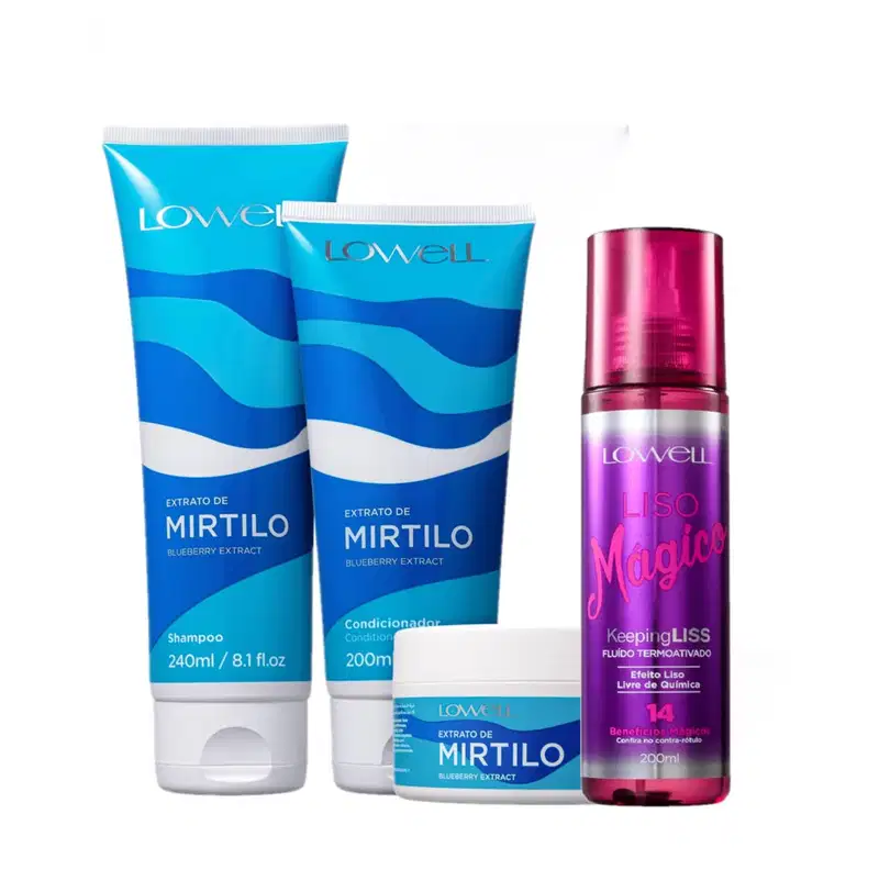 Kit Lowell Extrato de Mirtilo Home Care Liss Termoativado (4 Produtos)