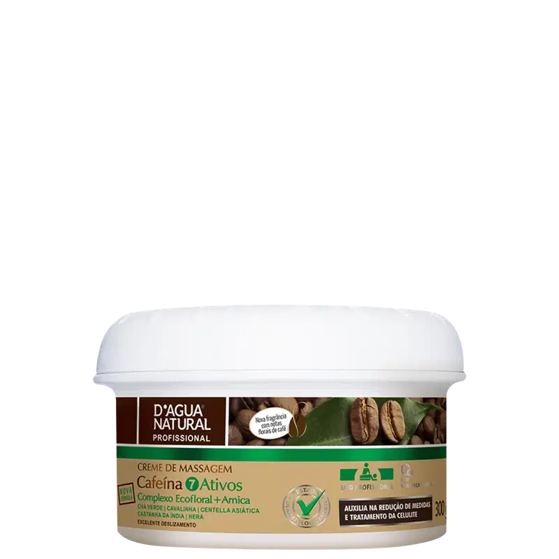 D’água Natural Cafeína 7 Ativos - Creme De Massagem Redutor de Medidas 300g