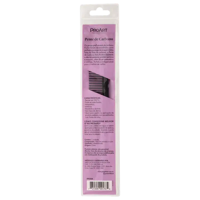 ProArt Professional Carbono Reto - Pente de Cabelo