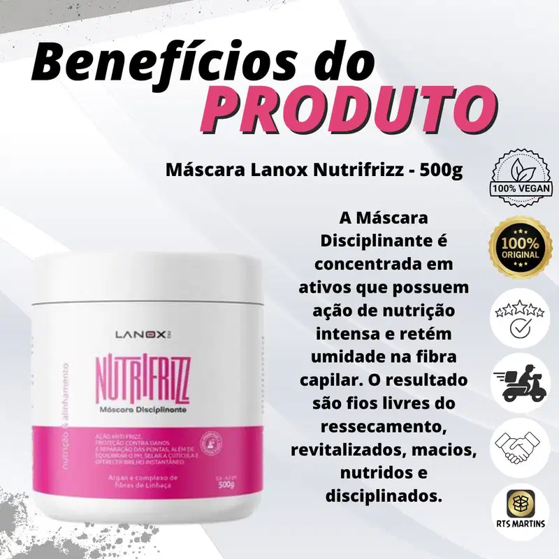 Máscara Nutrifrizz Nutrição e Alinhamento 500ml Lanox Pro