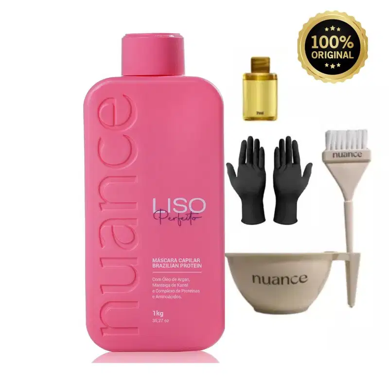 Liso Perfeito Nuance 1 Litro + Kit Aplicação + Argan