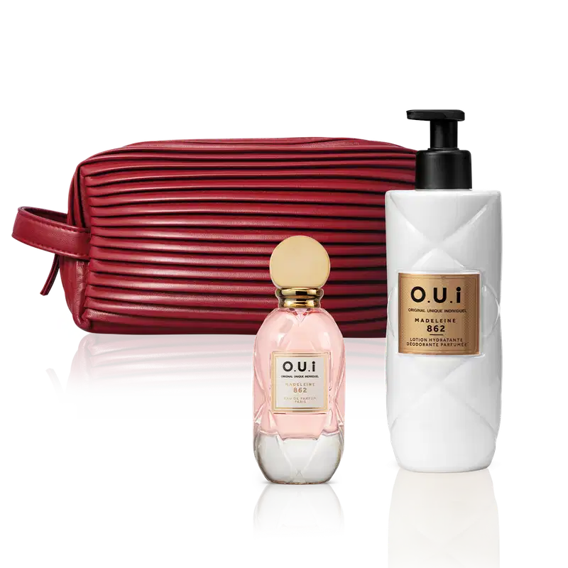 Combo Madeleine 862: Eau de Parfum Feminino 30ml + Loção Hidratante Corporal 400ml + O.U.i Nécessaire Vermelho Feminino