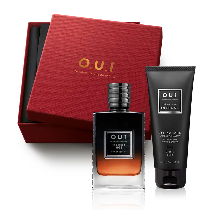 Combo Presente Iconique 001 Intense: Eau de Parfum 75ml + Gel de Banho 2 em 1 200g + Caixa para Presente M
