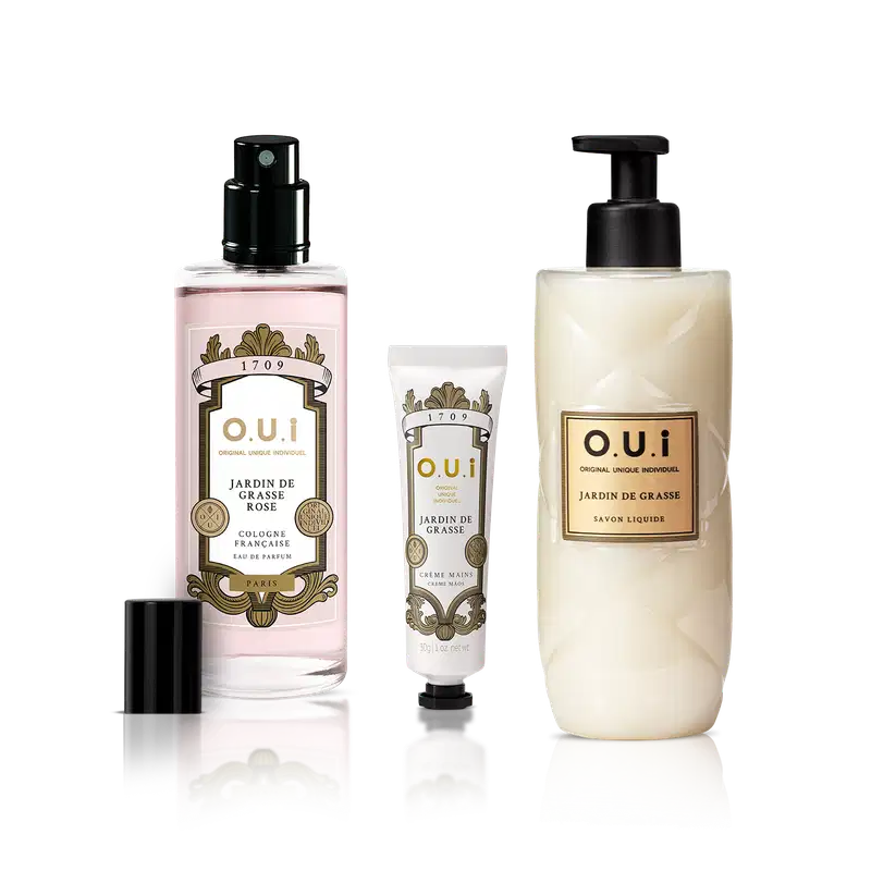 Combo O.U.i Jardin De Grasse: Eau De Parfum Rose 100ml + Sabonete Líquido 400ml + Creme para as Mãos 30g