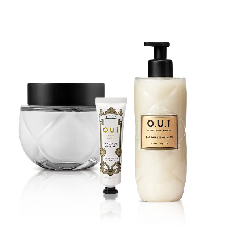 Combo O.U.i: Sabonete Líquido Jardin de Grasse 400ml + Creme para Mãos Jardin de Grasse 30g + Crème Riche  L’Amour-Esse 142 200g