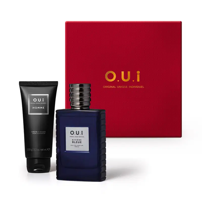 Combo O.U.I Rivière Bleue Eau De Parfum 75ml + Creme De Barbear 100g + Caixa