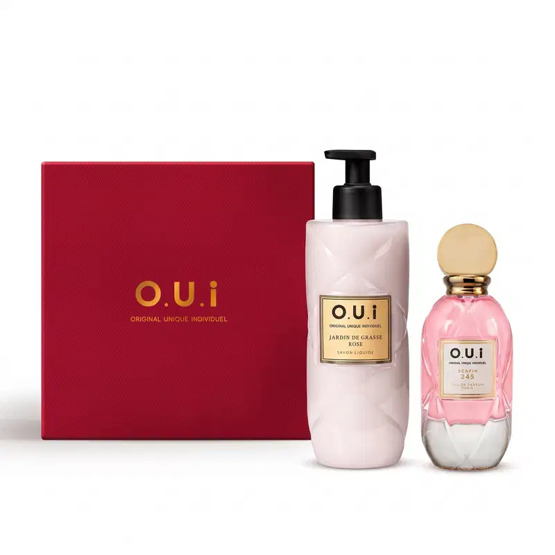 Combo O.U.i Scapin 245 Eau de Parfum 75ml + Sabonete Líquido Savon Liquide Jardin De Grasse Rose 400ml + Caixa de Presente