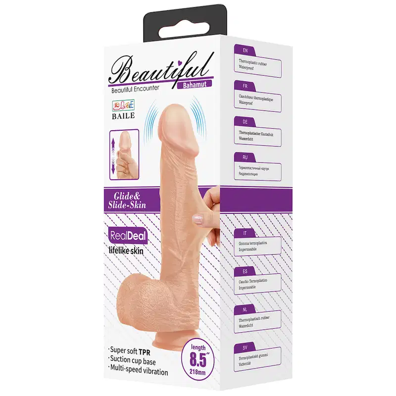 Protese em formato de Pênis Realístico Com Vibração 21,8 cm Beautiful - Baile