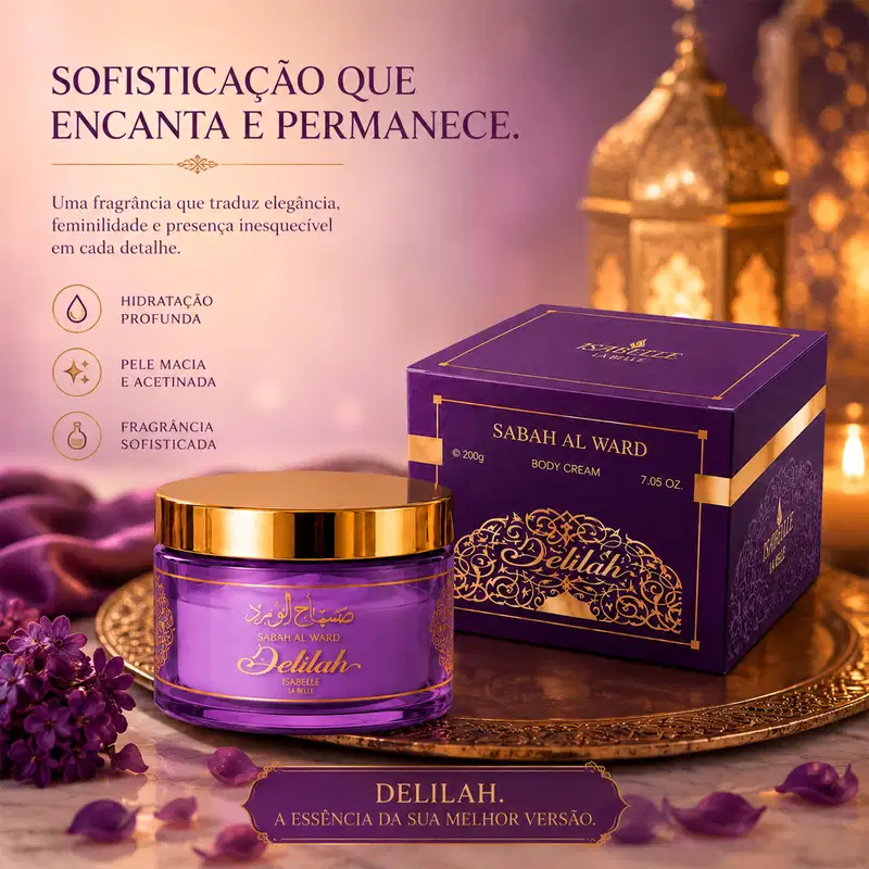 Creme Corporal Hidratante Arabe Sabah Al Ward Delilah 200g (Pasta