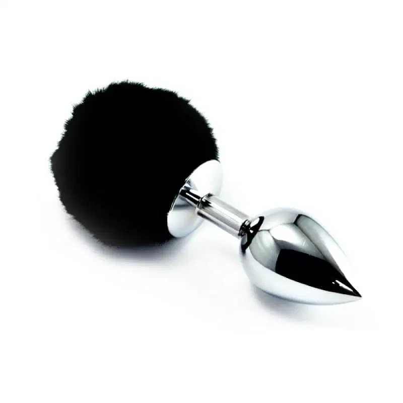 Plug Anal Coelho Pom Pom em Aço Tamanho P Branco