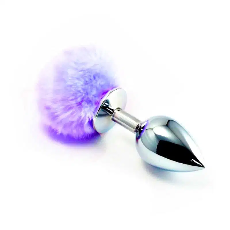 Plug Anal Coelho Pom Pom em Aço Tamanho P Branco