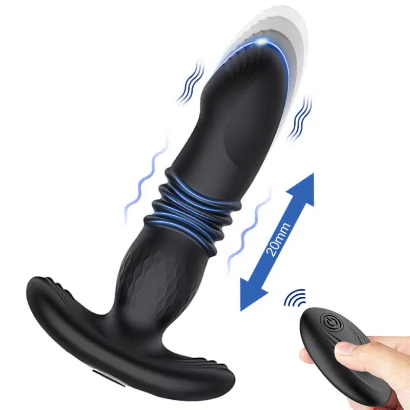 Massageador de Próstata Vai e Vem Plug Anal Controle Remoto 15,8cm x 3,8cm 10 Intensidades Silicone Recarregável