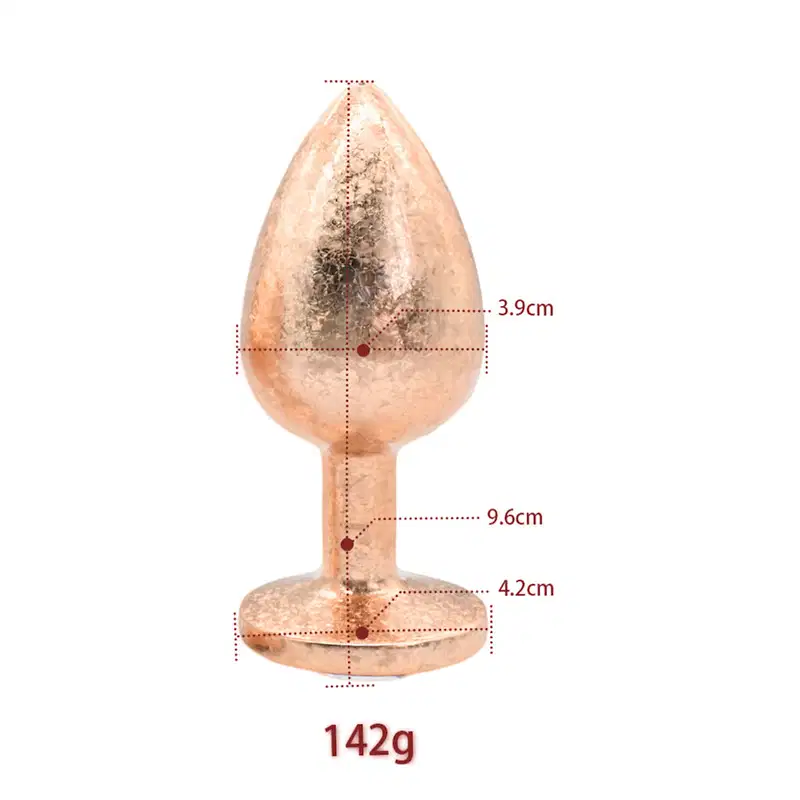 Plug Anal de Luxo Dourado com Pedra Tamanho G 9,6cm x 4,2cm