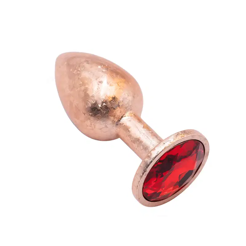 Plug Anal de Luxo Dourado com Pedra Tamanho G 9,6cm x 4,2cm