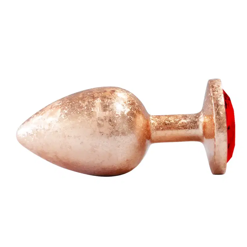 Plug Anal de Luxo Dourado com Pedra Tamanho M 8,2cm x 3,4cm