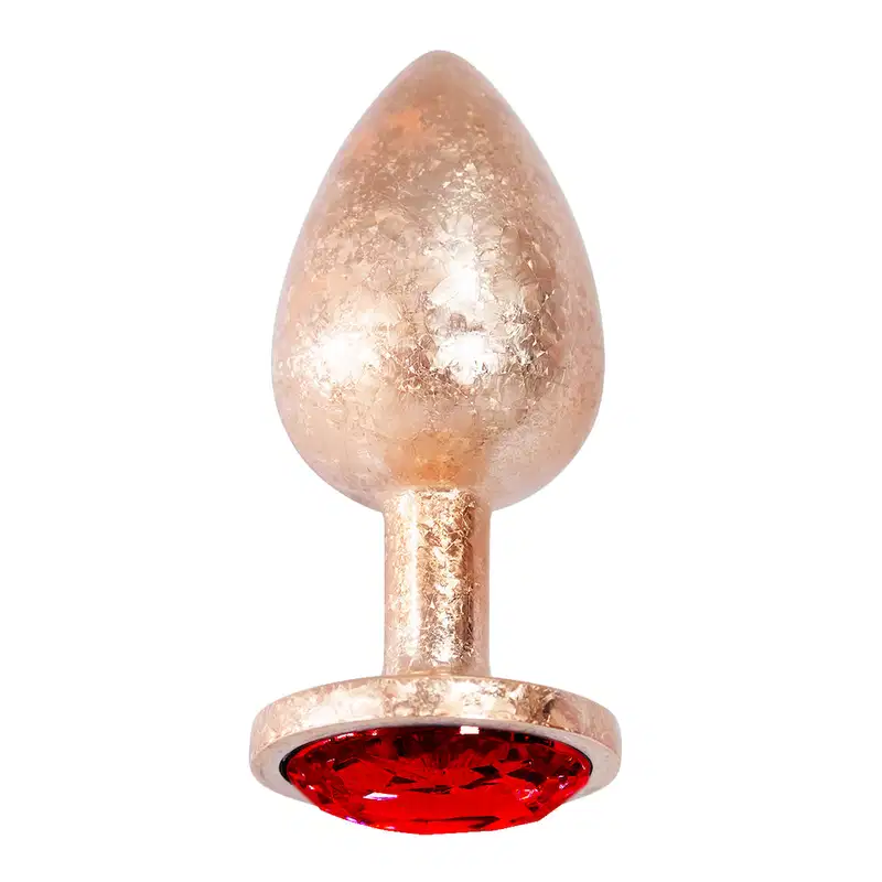 Plug Anal de Luxo Dourado com Pedra Tamanho M 8,2cm x 3,4cm