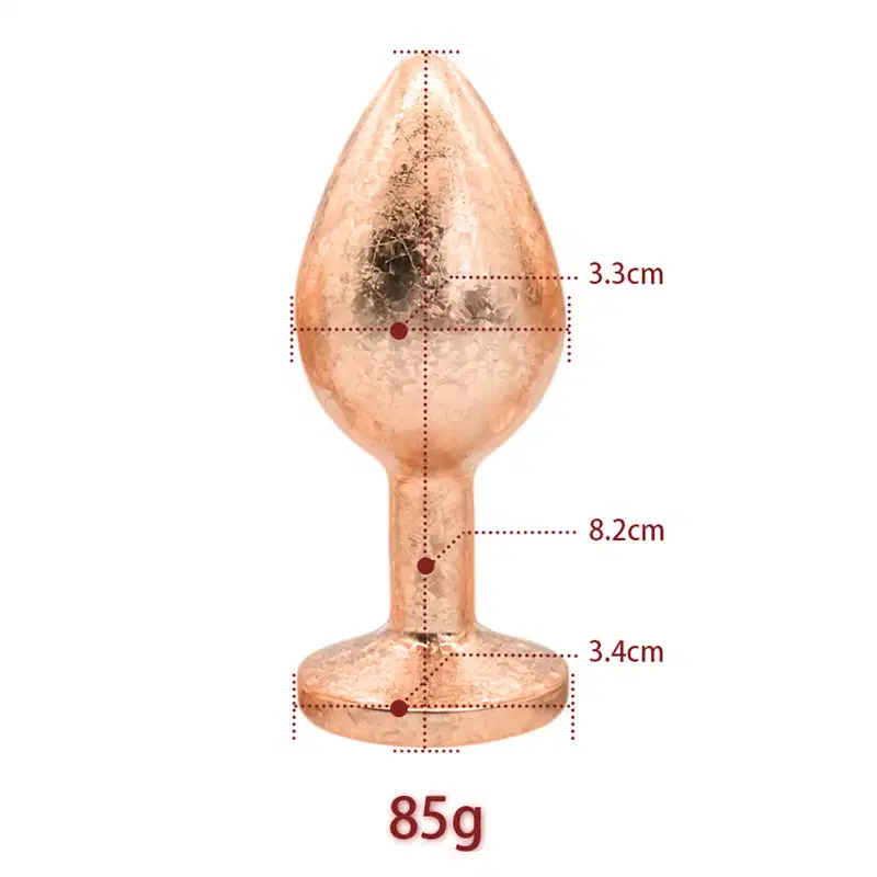 Plug Anal de Luxo Dourado com Pedra Tamanho M 8,2cm x 3,4cm