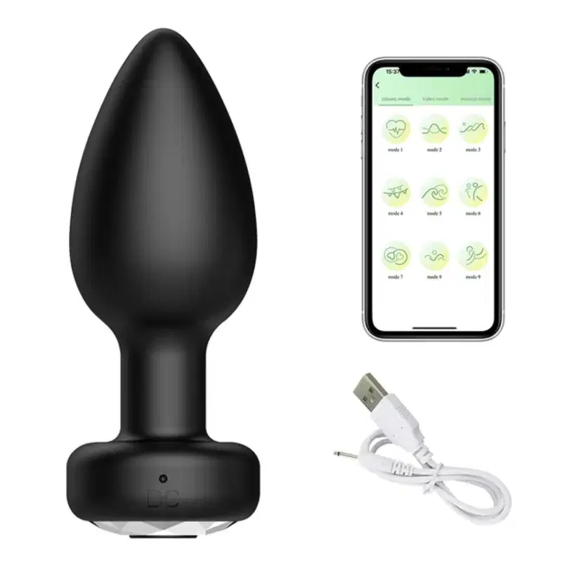 Plug Anal Vibrador com Controle por Aplicativo 10 Intensidades 6,5cm x 3,5cm Recarregável Resistente à Água