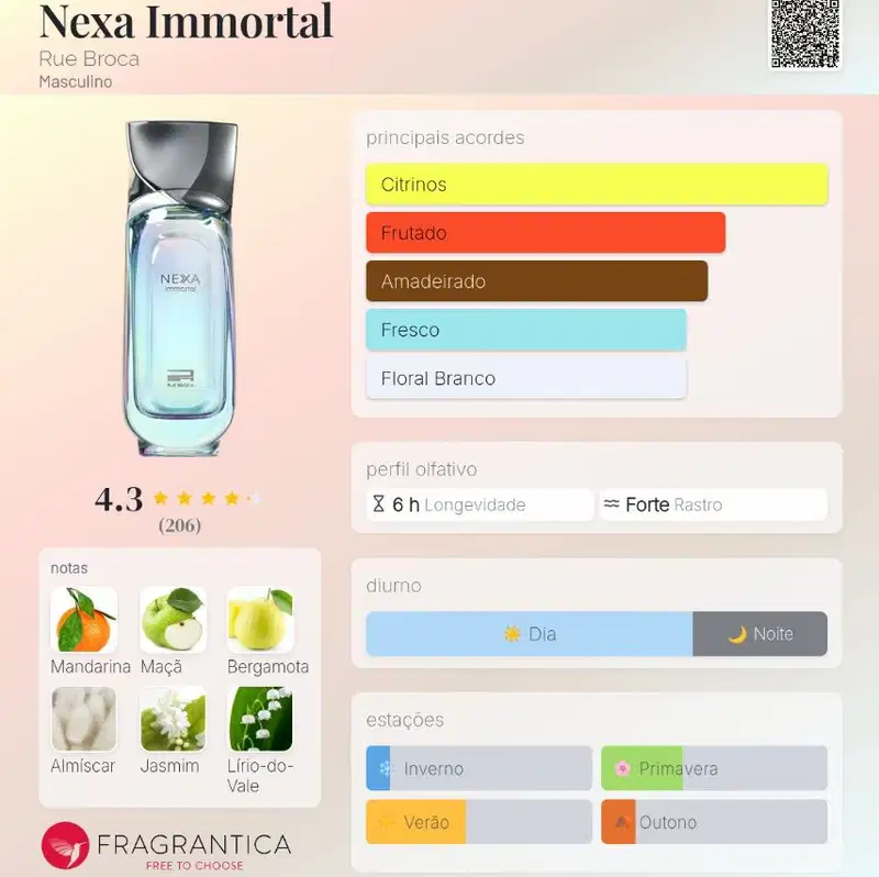Perfume Nexa Immortal Rue Broca Árabe Masculino 100mL