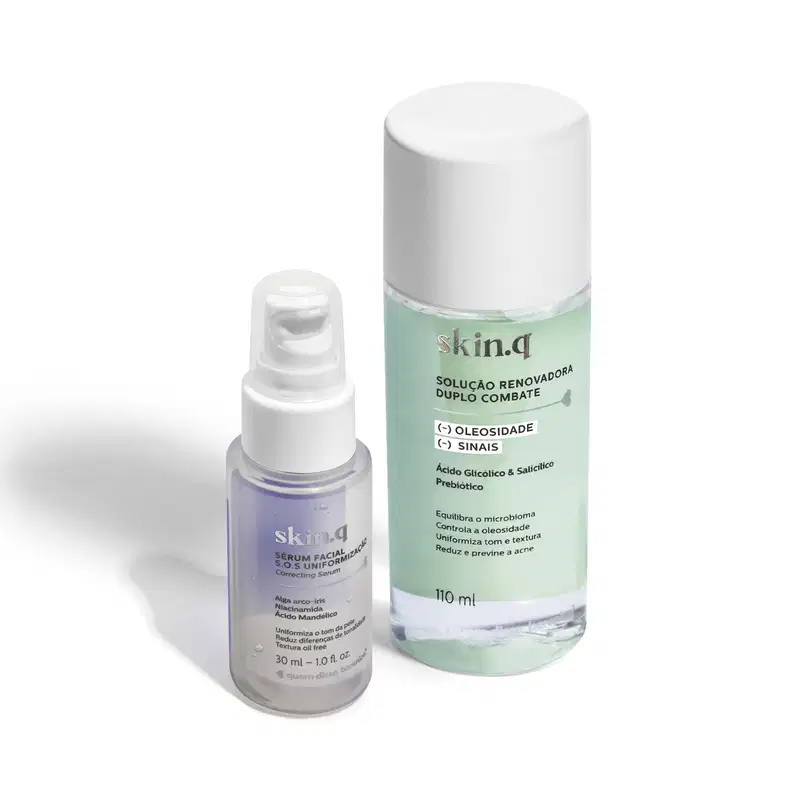 Combo Skin.q: Solução Renovadora Facial 110ml + Sérum Facial 30ml