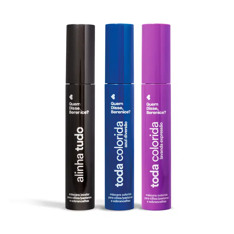 Combo Máscara para Cílios e Sobrancelhas Toda Colorida : Incolor 12g + Lavanda Expressão 10g + Azul Diversão 10g