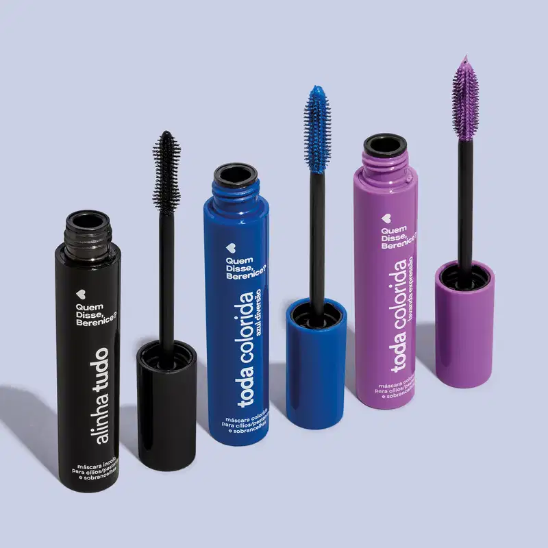Combo Máscara para Cílios e Sobrancelhas Toda Colorida : Incolor 12g + Lavanda Expressão 10g + Azul Diversão 10g