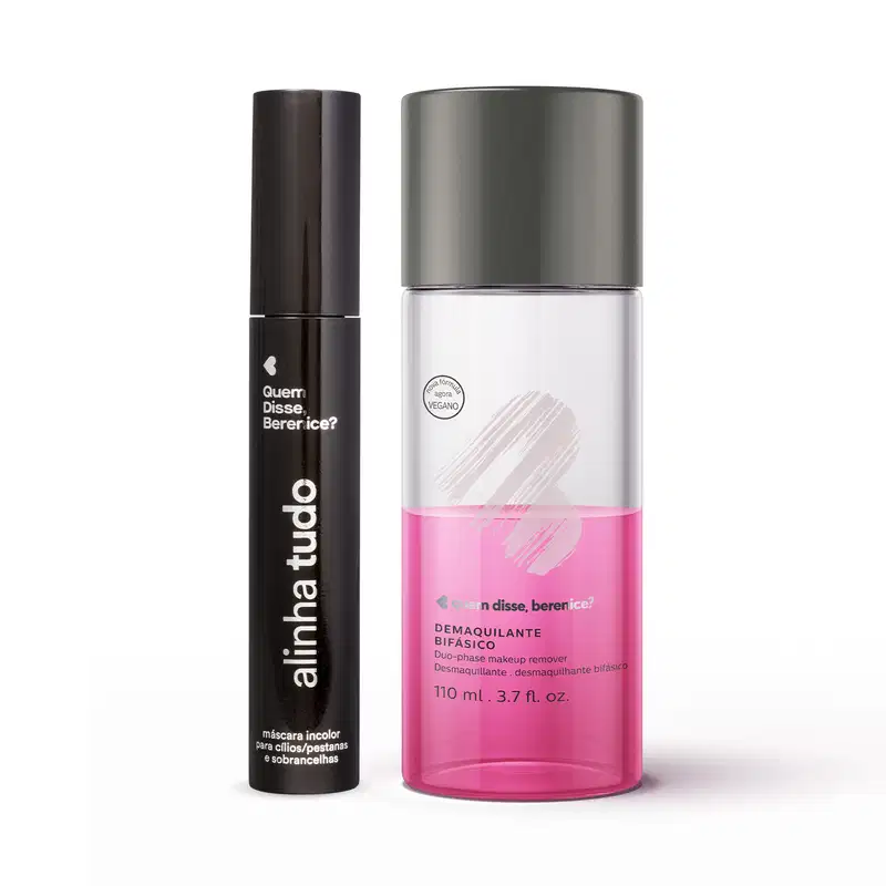 Combo Máscara para Cílios e Sobrancelhas Incolor Alinha Tudo 12g  + Demaquilante Bifásico 110ml