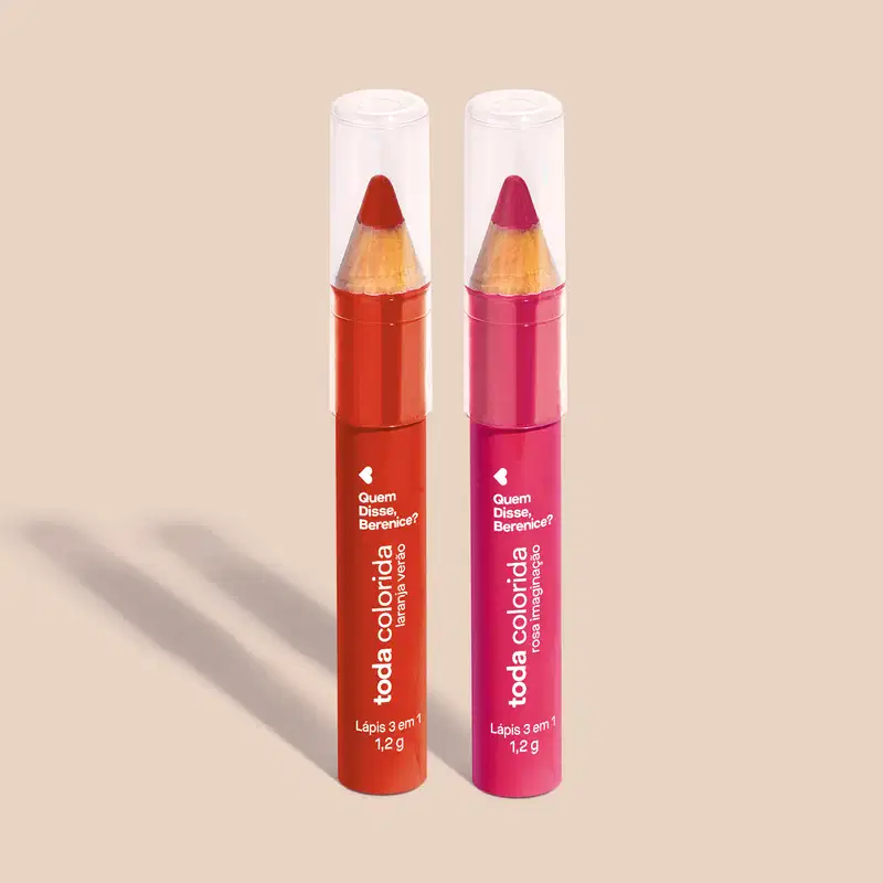 Combo Lápis Multifuncional 3 Em 1 Toda Colorida: Rosa Imaginação 1,2g +  Laranja Verão 1,2g