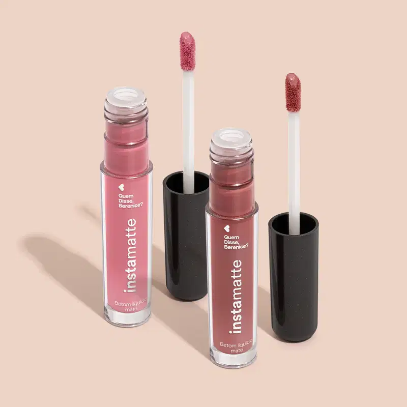 Combo Instamatte: Batom Líquido Bege Castanheli 4ml + Batom Líquido Rosa Roseirali 4ml