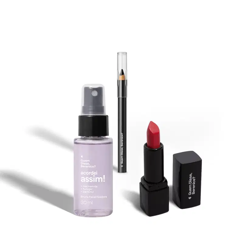Combo Mini Batom Mate Vermemor 1,6g + Lápis de Olhos 600mg + Bruma Facial 30ml