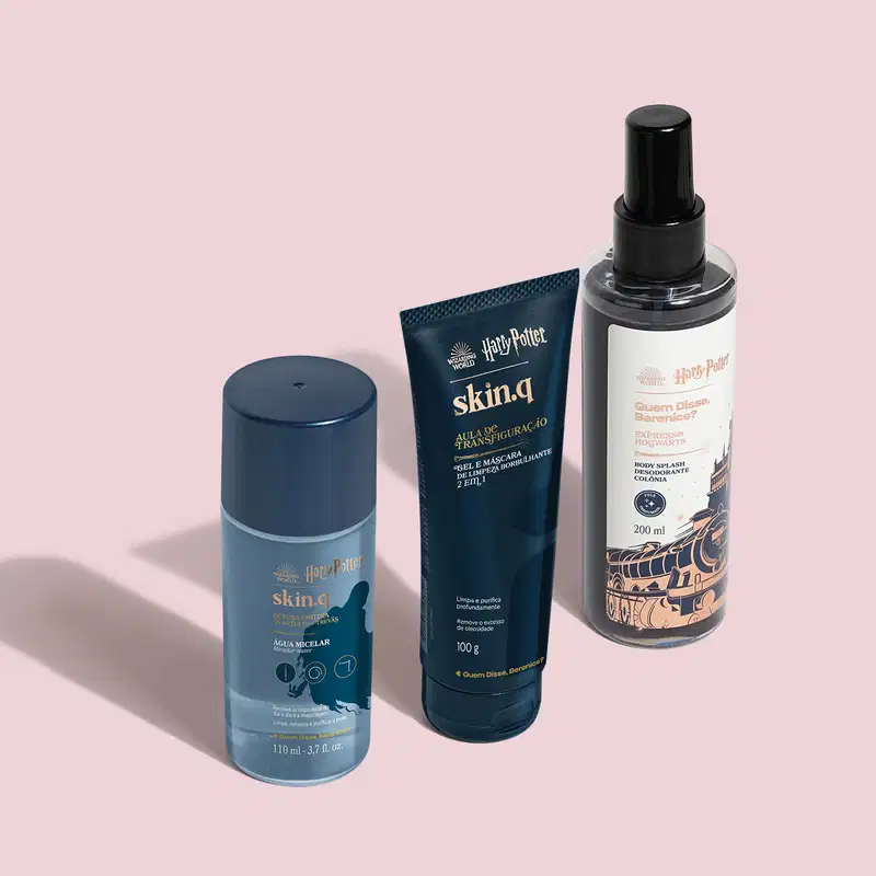 Combo Harry Potter: Body Splash 200ml + Água Micelar Facial 150ml + Gel de Limpeza Facial 2 em 1 100g