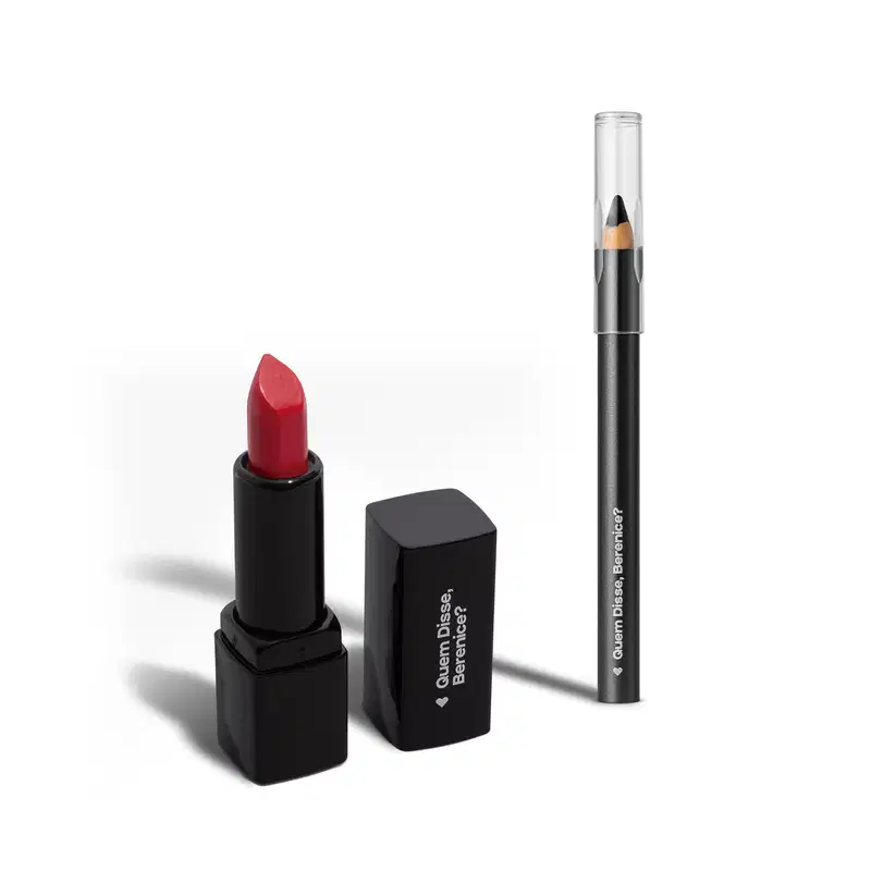 Combo Mini Make Clássica: Batom Vermelho 1,6g + Lápis de Olhos Preto 600mg