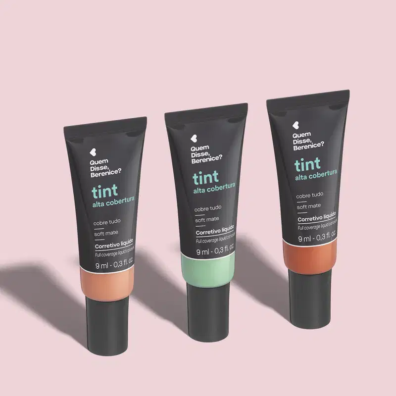 Kit Quem Disse, Berenice? Tint Alta Cobertura Corretivo Líquido Verde + Salmão + Laranja (3 Produtos)