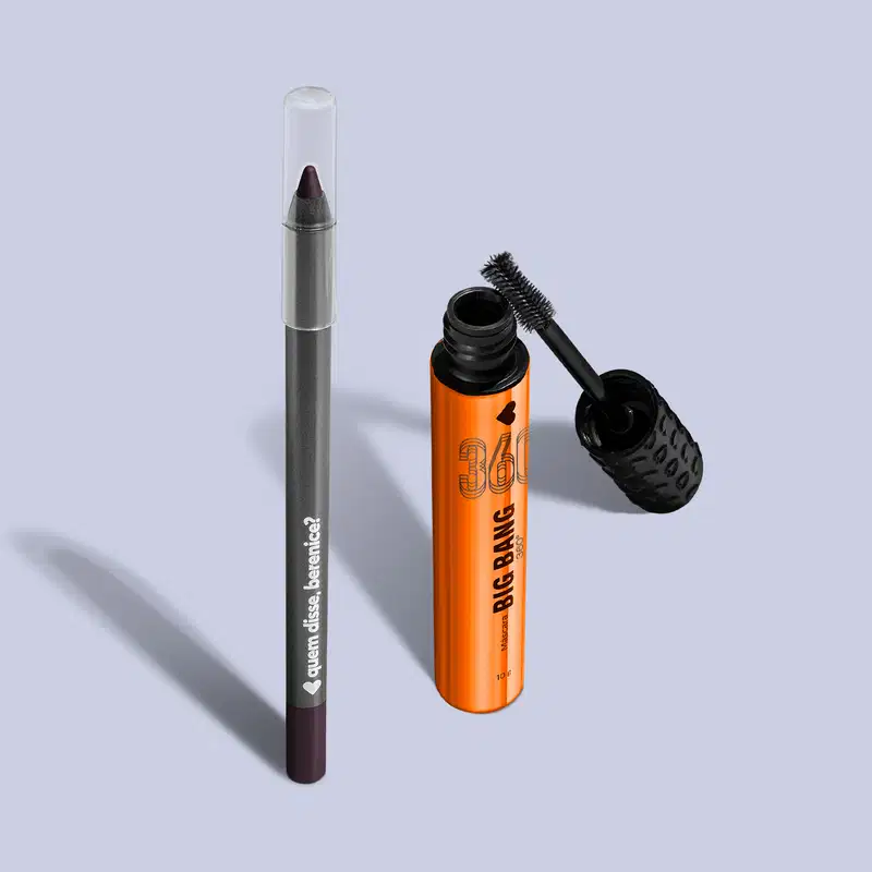 Combo Lápis Roxo Para Olhos  1,2g + Máscara Para Cílios Big Bang 360º 10g